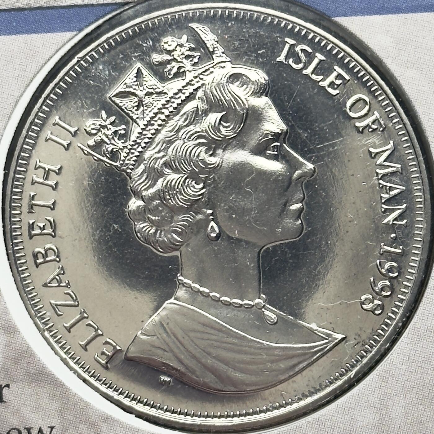 ＜小葵钱铺＞第67期·克朗币·银币场·满200包邮，不寄存·12月15日发货 〈邮币封〉马恩岛1998年蒸汽铁路125周年·萨瑟兰1克朗纪念币