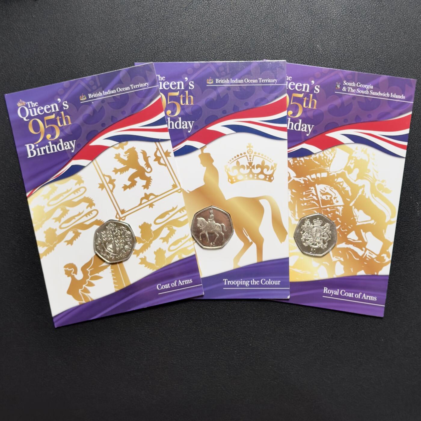 ＜小葵钱铺＞第67期·克朗币·银币场·满200包邮，不寄存·12月15日发货 英属印度洋2021年女王95岁生日卡装50便士纪念套币