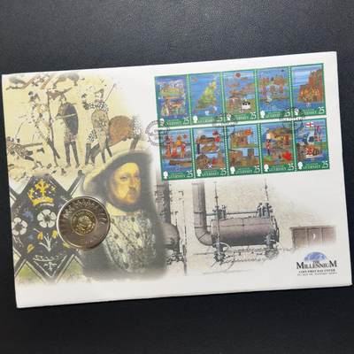 ＜小葵钱铺＞第67期·克朗币·银币场·满200包邮，不寄存·12月15日发货 - 〈邮币封〉根西岛1999年千禧年5镑双色克朗型纪念币