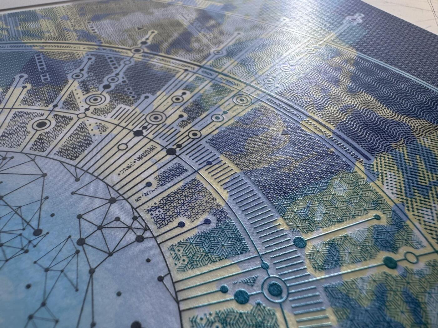 2025第27场（总第227期）：精品连体纪念券专场 瑞士SICPA 2025年“信息数据保障社会安全”超大尺寸单面深凹雕刻版新年贺卡册装UNC