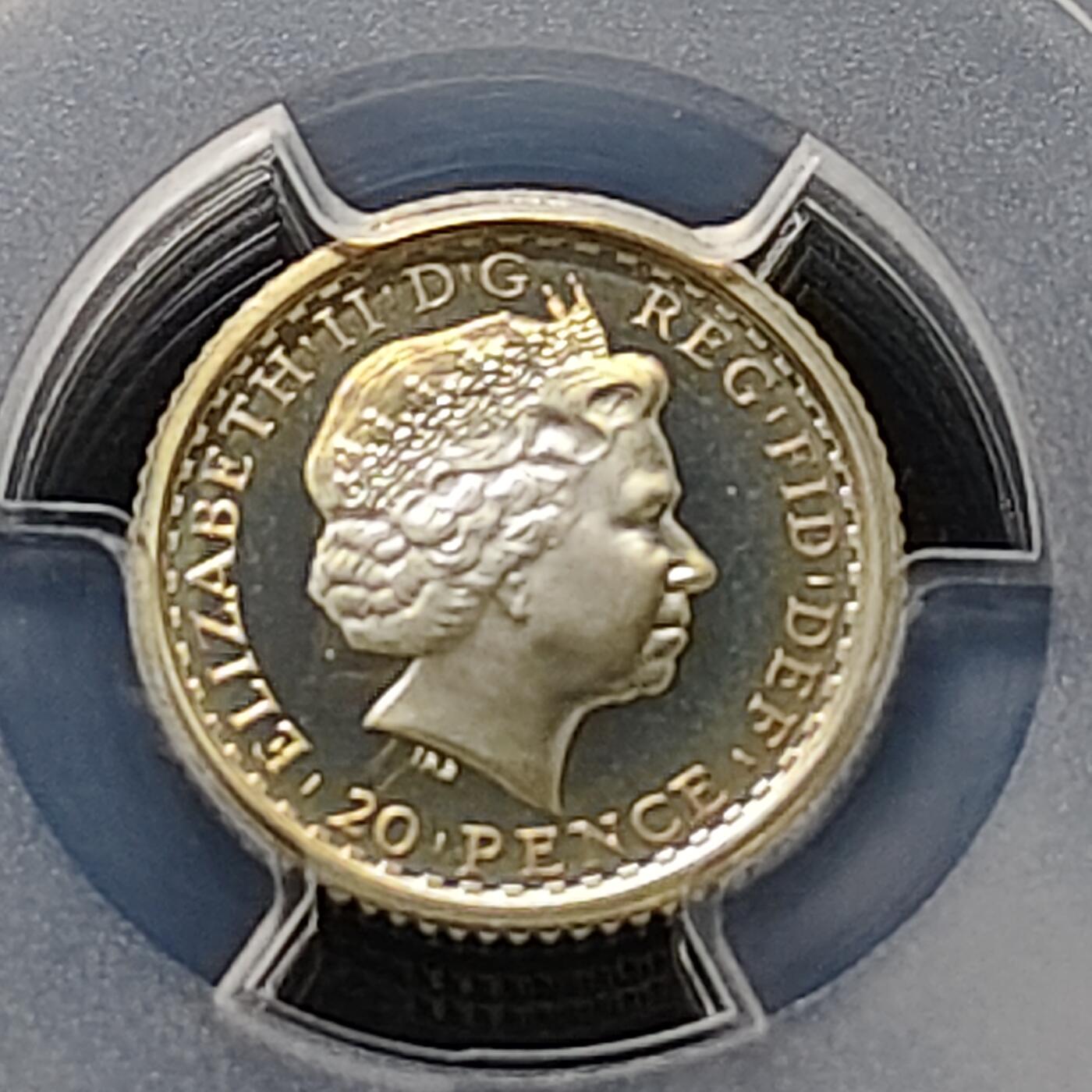 【全场包邮】纯粹捡漏拍487场（免费代拍第24场） 【收藏级·亚军分】英国2003年20便士不列颠尼亚女神1/10盎司精制银币-PCGS PR68 DCAM（更高分仅1枚）