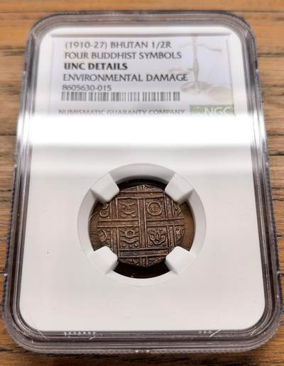 凡希社世界钱币微拍月度大拍（2025/12） - 1910-27不丹四瑞图1/2R铜币NGC-UNCD