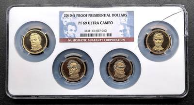 凡希社世界钱币微拍月度大拍（2025/12） - 2010S美国总统纪念Dollar四枚套NGC-PF69UC