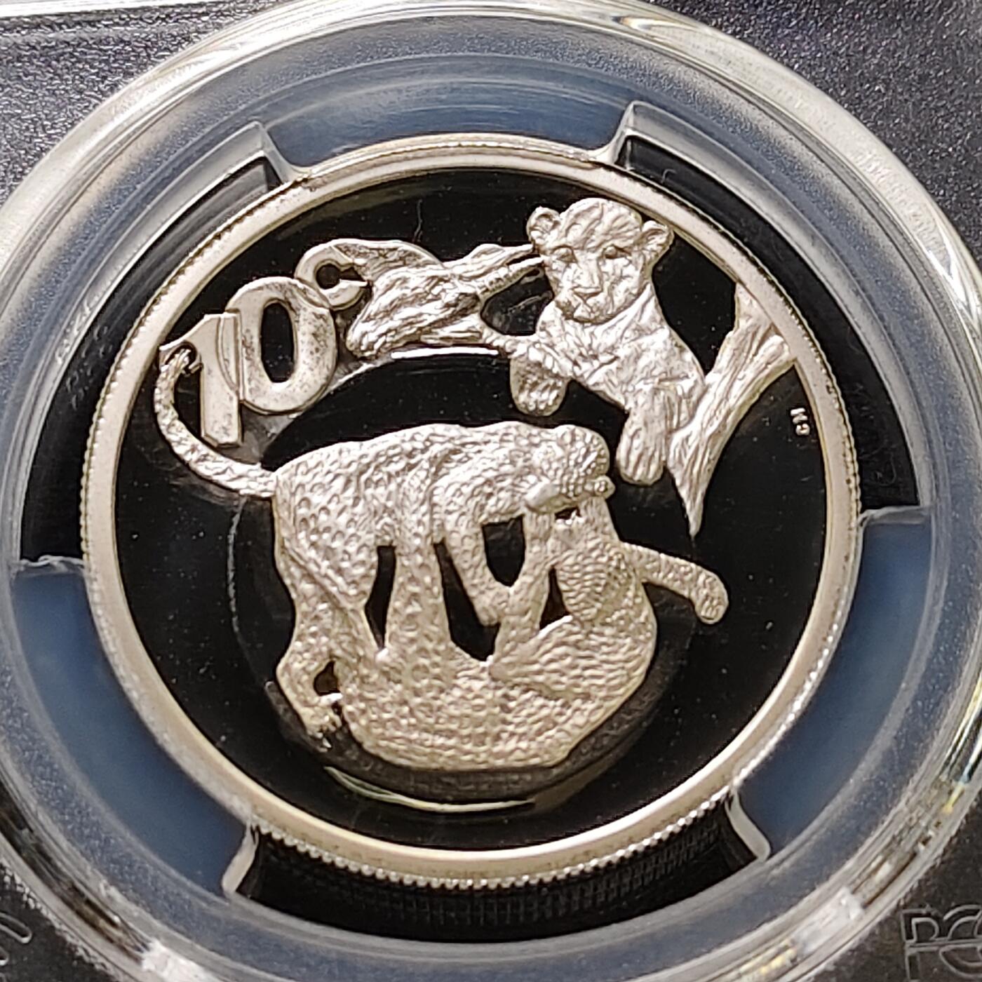 【全场包邮】纯粹捡漏拍487场（免费代拍第24场） 【收藏级·冠军分·稀少】南非2004年10分非洲五霸系列豹精制纪念银币-量约2000-PCGS PR68 DCAM