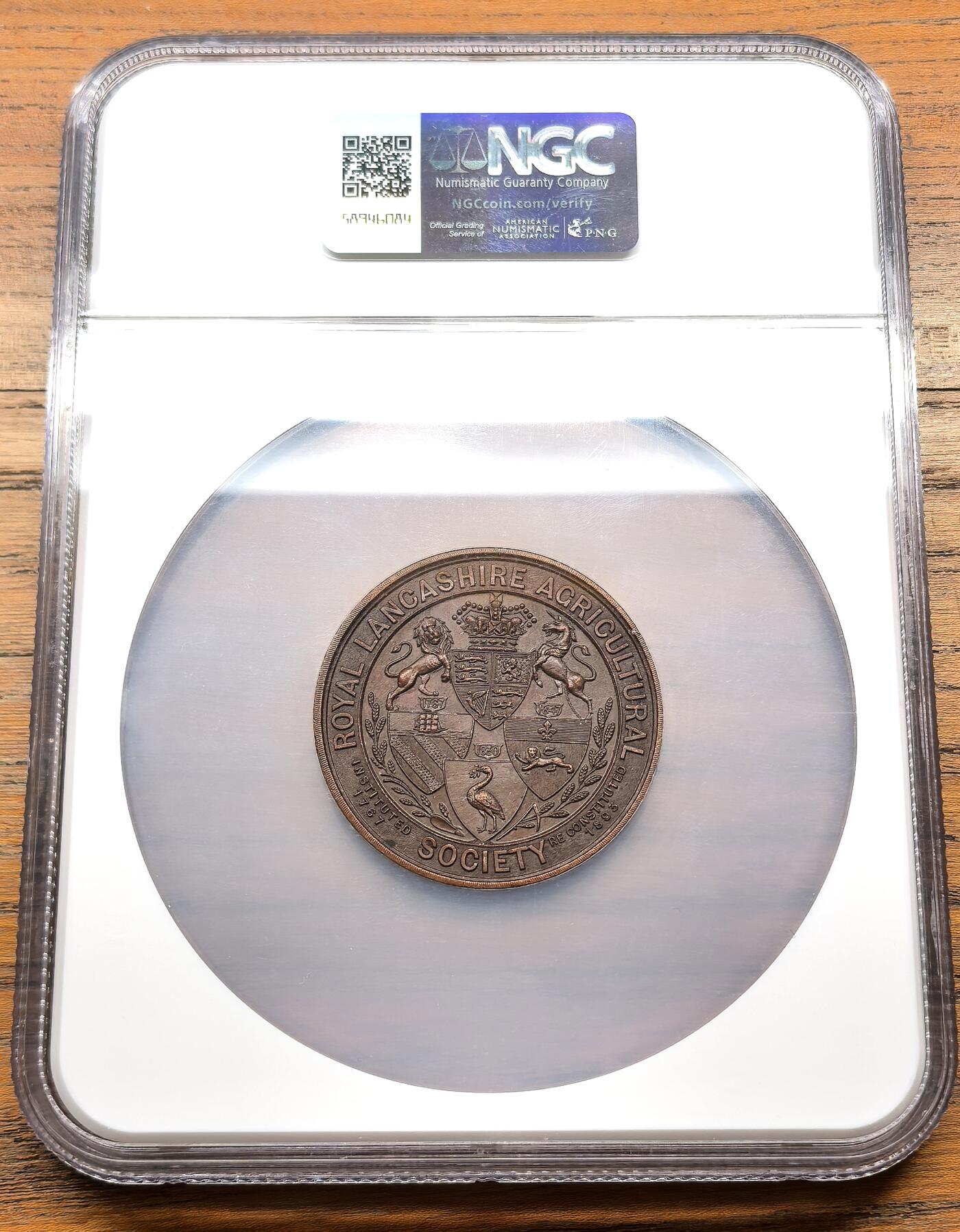 凡希社世界钱币微拍月度大拍（2025/12） 1922英国兰开斯特农业协会纪念铜章NGC-MS63