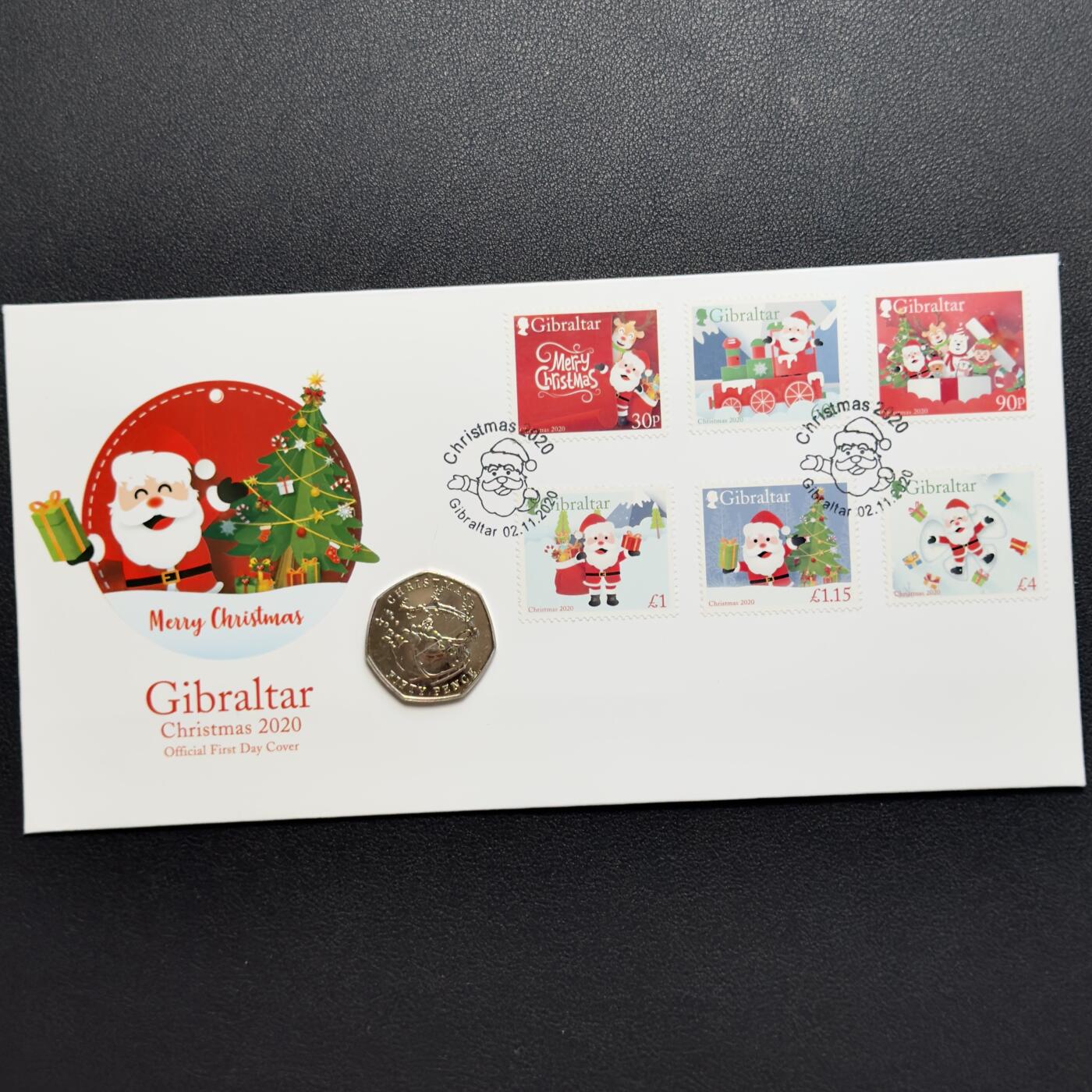 ＜小葵钱铺＞第67期·克朗币·银币场·满200包邮，不寄存·12月15日发货 〈邮币封〉直布罗陀2020年圣诞节50便士纪念币