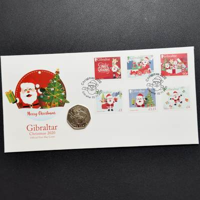 ＜小葵钱铺＞第67期·克朗币·银币场·满200包邮，不寄存·12月15日发货 - 〈邮币封〉直布罗陀2020年圣诞节50便士纪念币