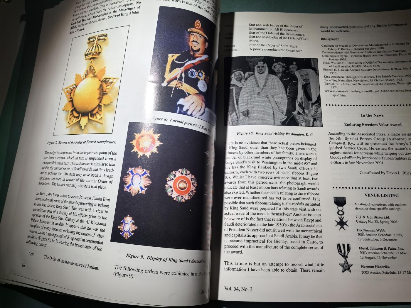 盛世勋华——号角文化勋章邮票专场拍卖第293期 美国勋章学会会刊 第54卷第3期 2003年5/6月刊 44页