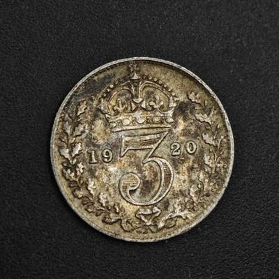 【淘币小摊】实时拍第八百二十六拍   散币场   满百包邮可预留二周 每周一统一发货   - 英国1920年乔治五世3便士银币
