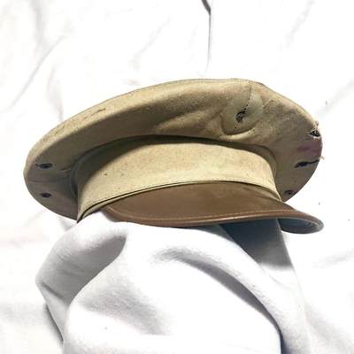 【第叁場】近代勋奖章徽章服饰杂项专场 - 民国时期 远东帽厂 上海牌卡其陆军/空军大檐帽—头围约53cm