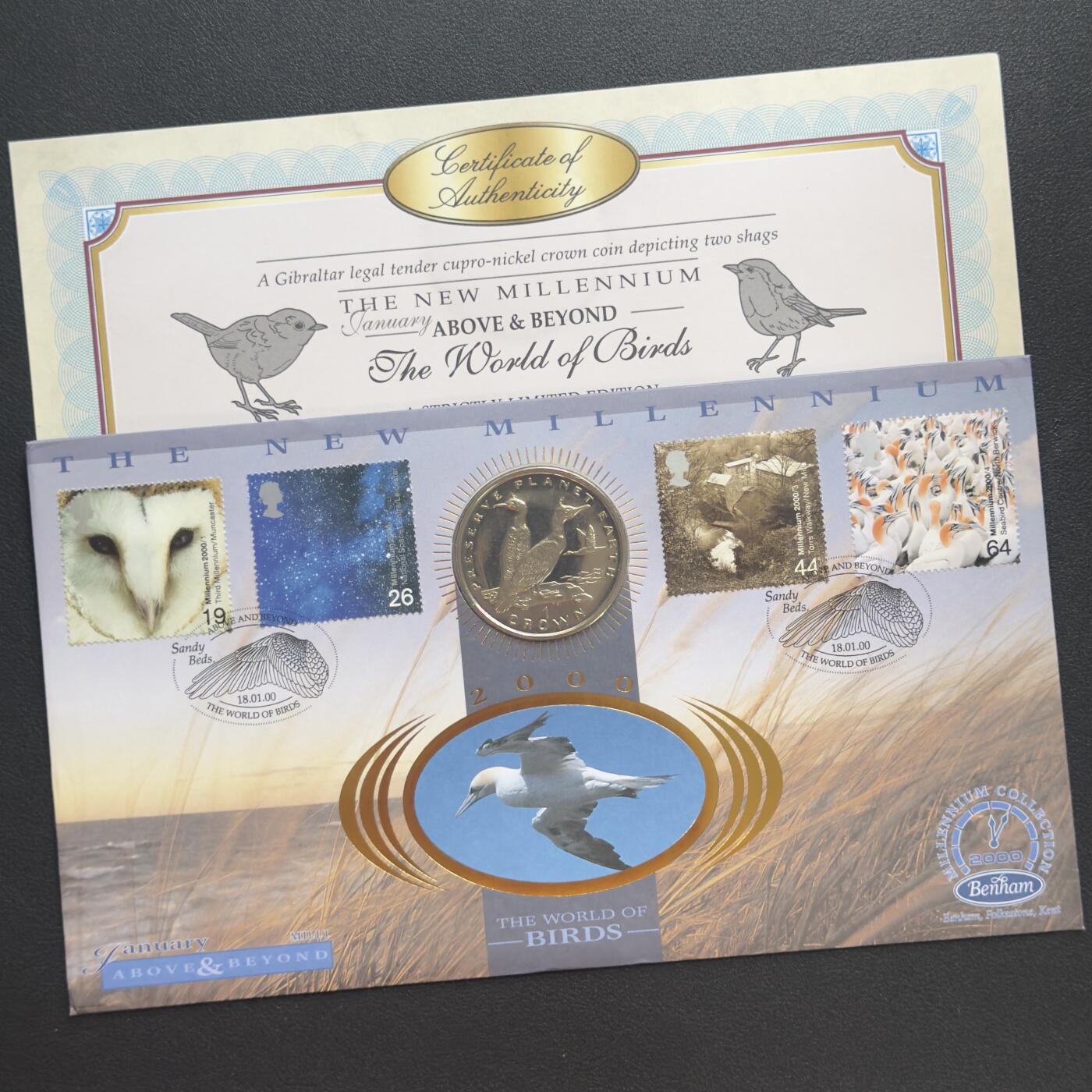 ＜小葵钱铺＞第67期·克朗币·银币场·满200包邮，不寄存·12月15日发货 〈邮币封〉直布罗陀1996年保护地球·鸬鹚1克朗纪念币