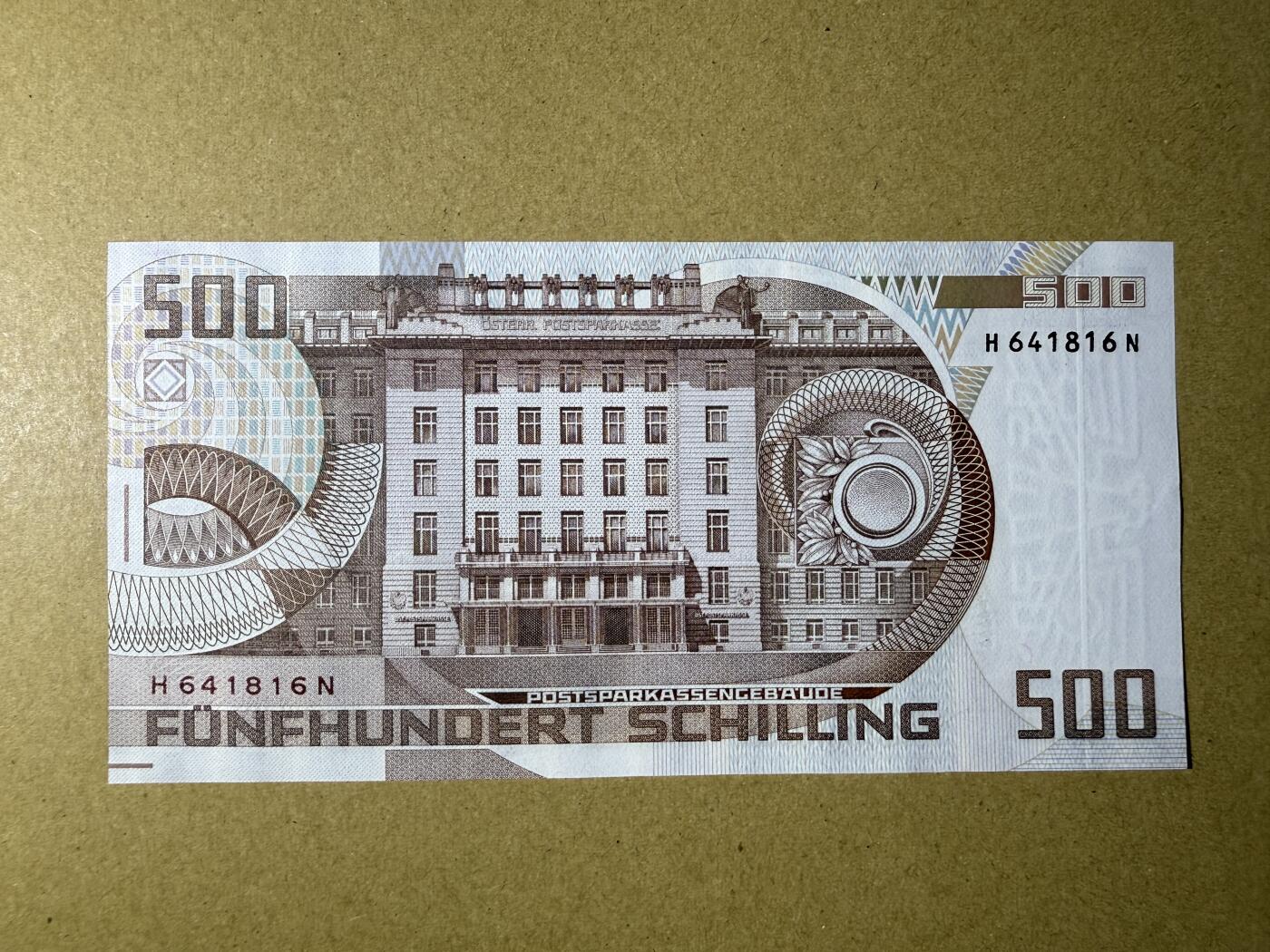 《艾美收藏》第224期-12.14周日外币超白金场 奥地利500先令 UNC 1985年 奥地利建筑师瓦格纳 原票好品