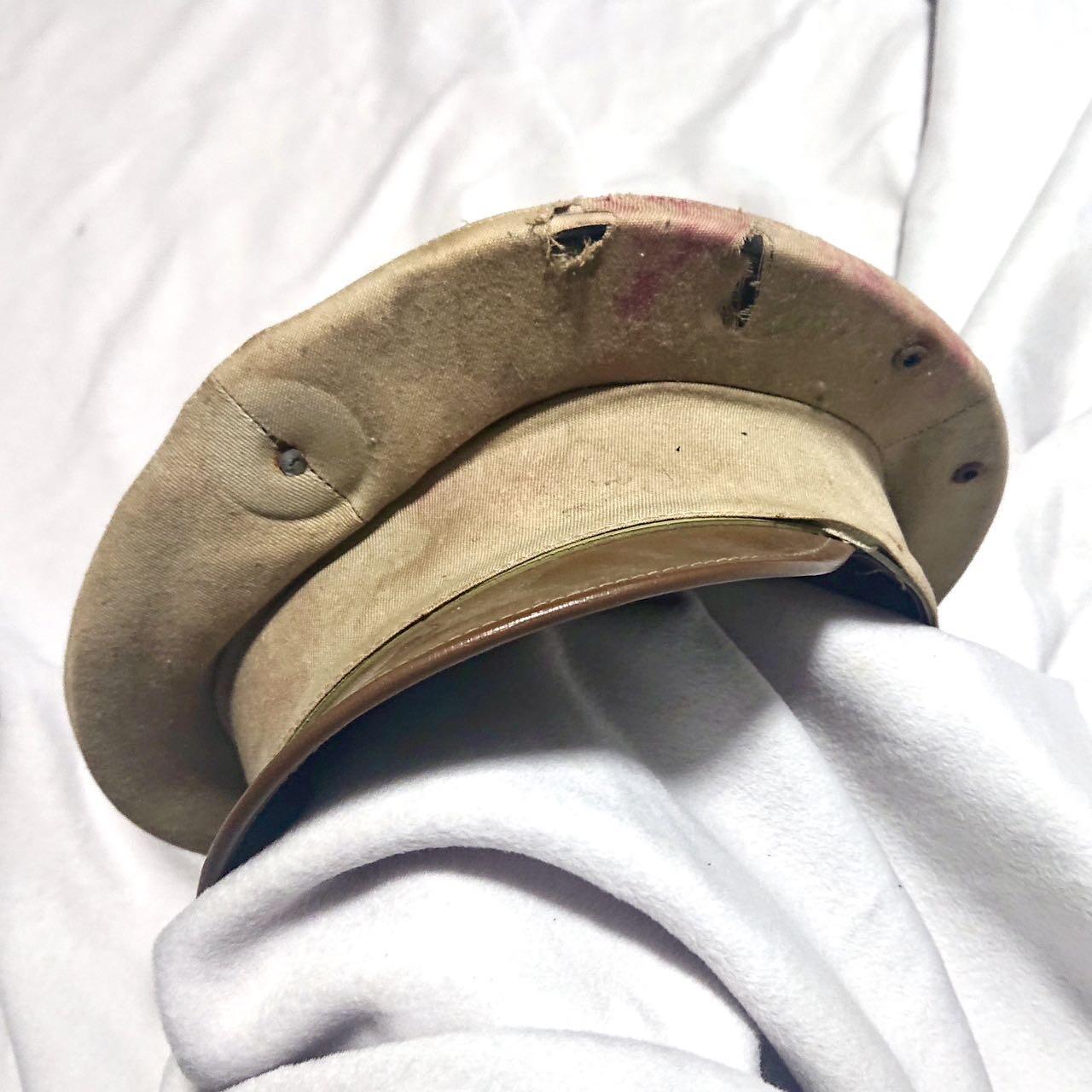 【第叁場】近代勋奖章徽章服饰杂项专场 民国时期 远东帽厂 上海牌卡其陆军/空军大檐帽—头围约53cm