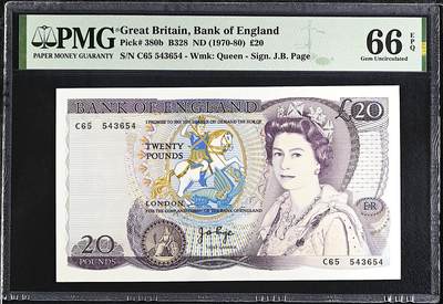 《艾美收藏》第224期-12.14周日外币超白金场 - 英国20镑 PMG66E D序列女王 女王水印