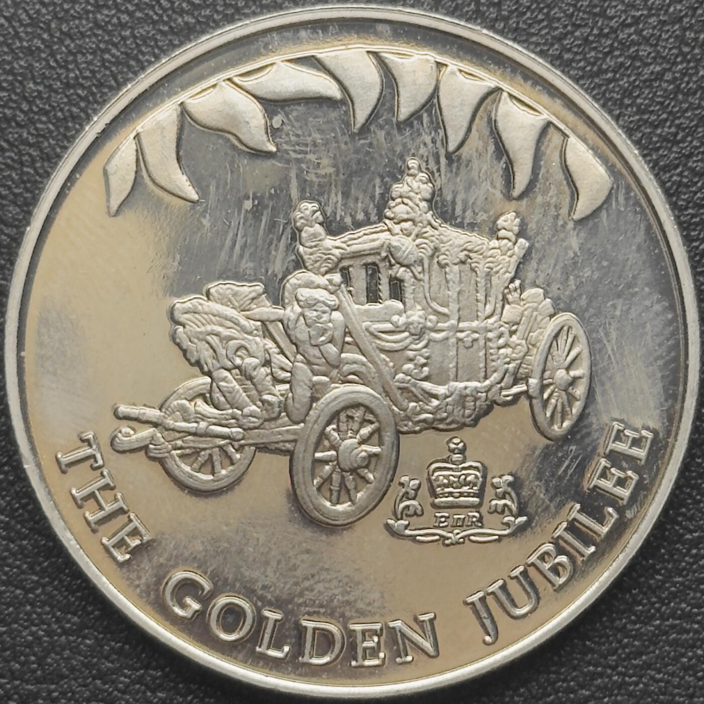 ＜小葵钱铺＞第67期·克朗币·银币场·满200包邮，不寄存·12月15日发货 福克兰群岛2002年金禧纪念·加冕马车50便士克朗型纪念币