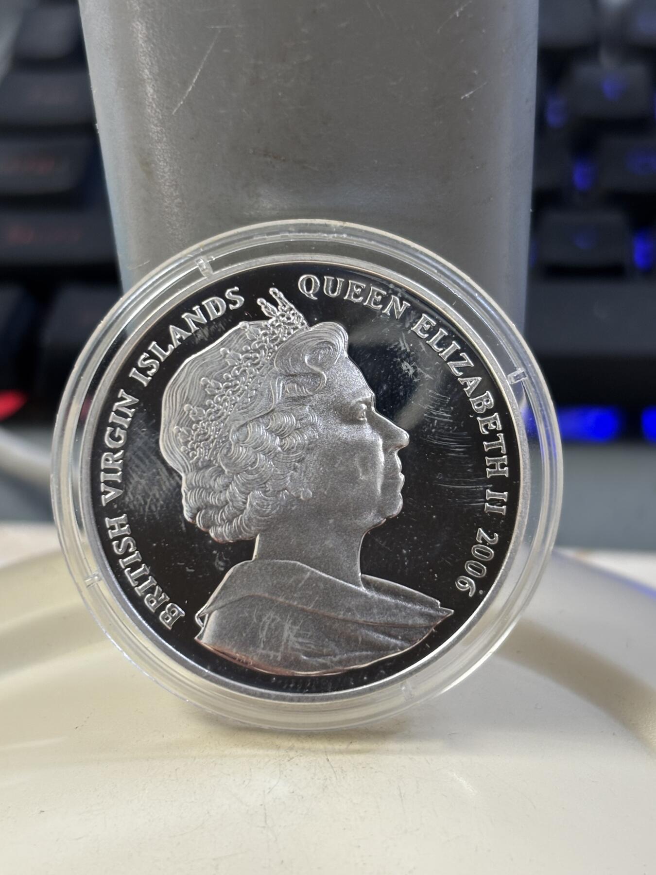 第185期拍卖 英属维尔京2006年爱德华八世精制银币，925银，28.28克，有氧化【银价378】