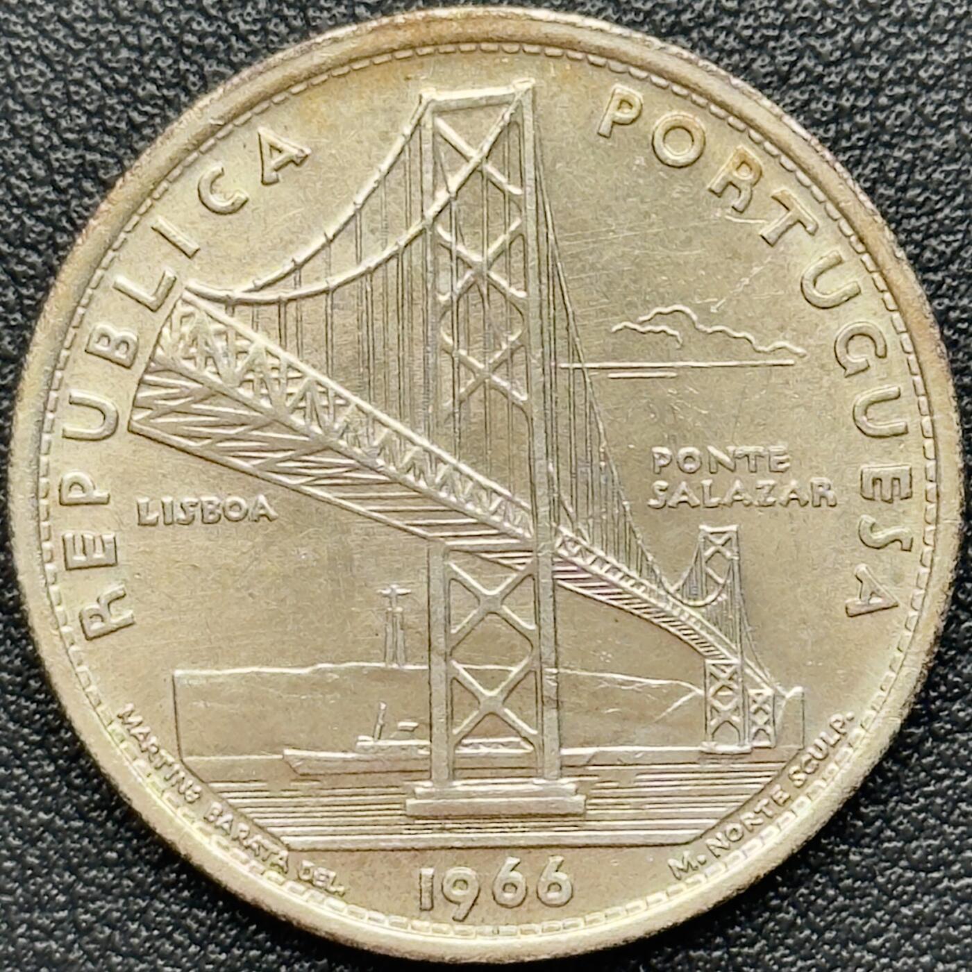 ＜小葵钱铺＞第67期·克朗币·银币场·满200包邮，不寄存·12月15日发货 葡萄牙1966年萨拉查桥20埃斯库多纪念银币