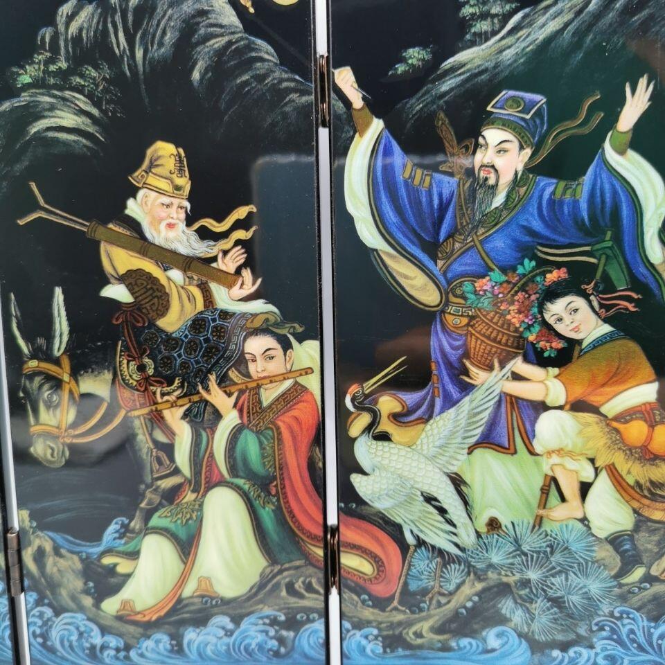 听雨轩（39） 八仙过海 仿古漆器小屏风