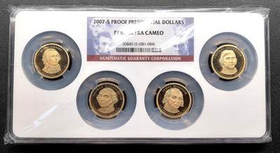 凡希社世界钱币微拍月度大拍（2025/12） - 2007S美国总统纪念Dollar四枚套NGC-PF69UC