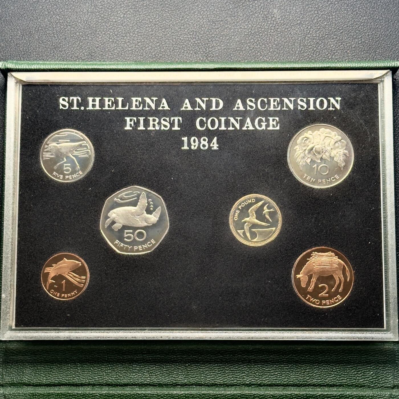 ＜小葵钱铺＞第67期·克朗币·银币场·满200包邮，不寄存·12月15日发货 圣赫勒拿岛和阿森松岛1984年盒装精制套币