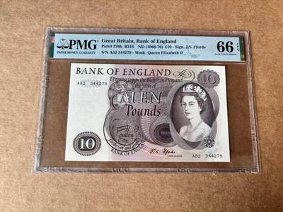 【Blue Auction】世界纸币精拍第762期——18级TOP拍卖/信誉/品质/专业/高效💫 - 英国 C序列 1966-70年10镑 PMG66EPQ 
