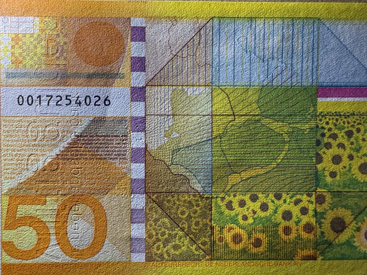 《艾美收藏》第224期-12.14周日外币超白金场 荷兰50盾 UNC 1982年 经典向日葵