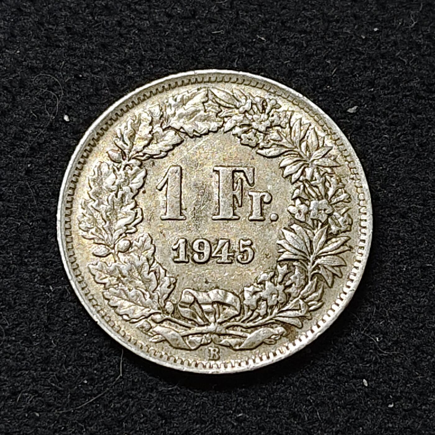 【全场包邮】纯粹捡漏拍486场（免费代拍第23场） 瑞士1945年1法郎（23毫米5克）银币