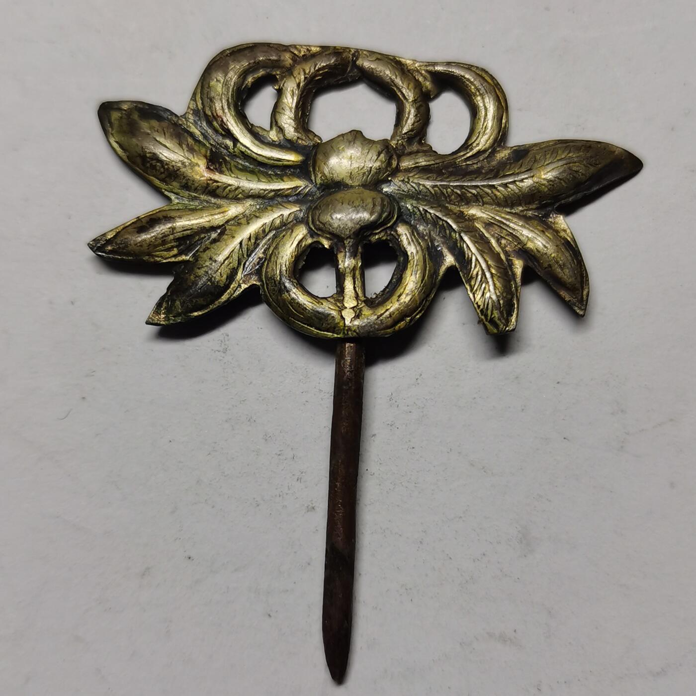 杂件专场88期 清末民国时期老银鎏金发簪，杆是铜的