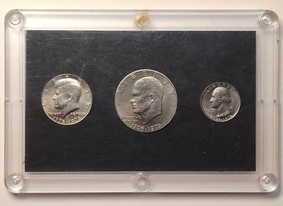 布加迪🐬～世界钱币(上海)🌾第 264 期 /  各国套币和散币 - 美国🇺🇸 1976年 3枚 建国200周年纪念币盒装币