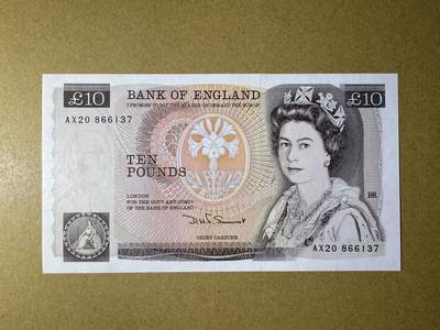 《艾美收藏》第224期-12.14周日外币超白金场 - 英格兰10镑 UNC D序列 D.H.F. Somerset签名 原票好品 无4