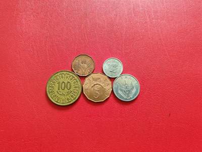 【云涧收藏】第八十三场 - 非洲散币5枚，（斯威士兰、英属塞舌尔、突尼斯、坦桑尼亚、卢旺达）