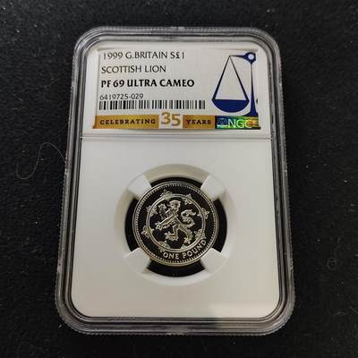 【全场包邮】纯粹捡漏拍487场（免费代拍第24场） - 【收藏级·亚军分】英国1999年1镑四邦国盾徽系列苏格兰狮徽精制纪念银币-NGC PF69 ULTRA CAMEO（更高分仅3枚）