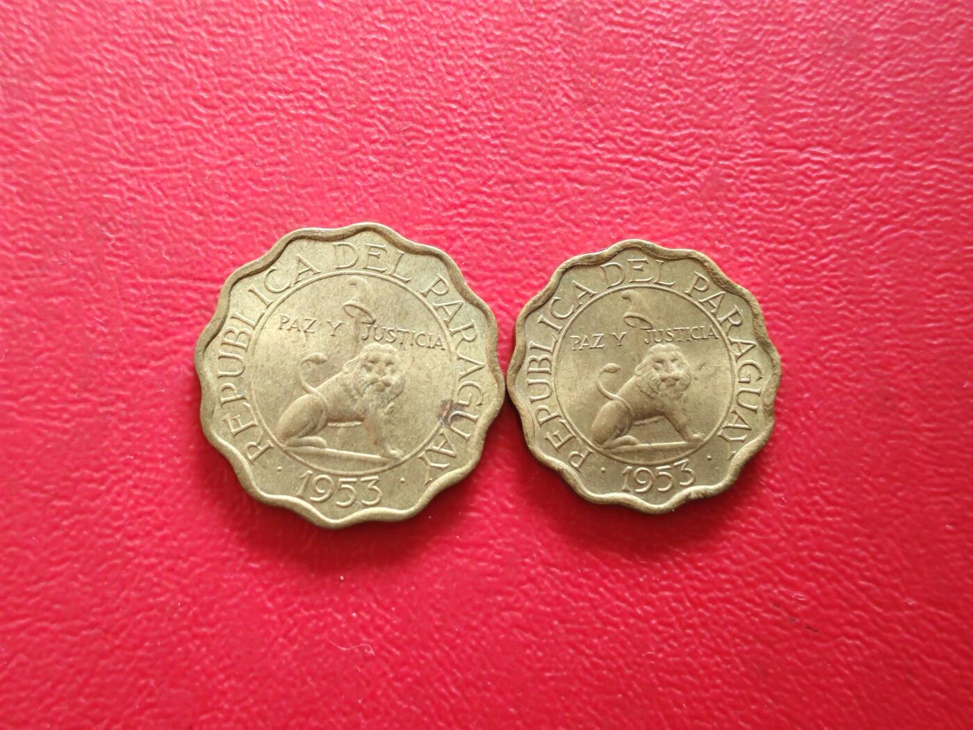 【云涧收藏】第八十三场 巴拉圭1953年10/15分2枚