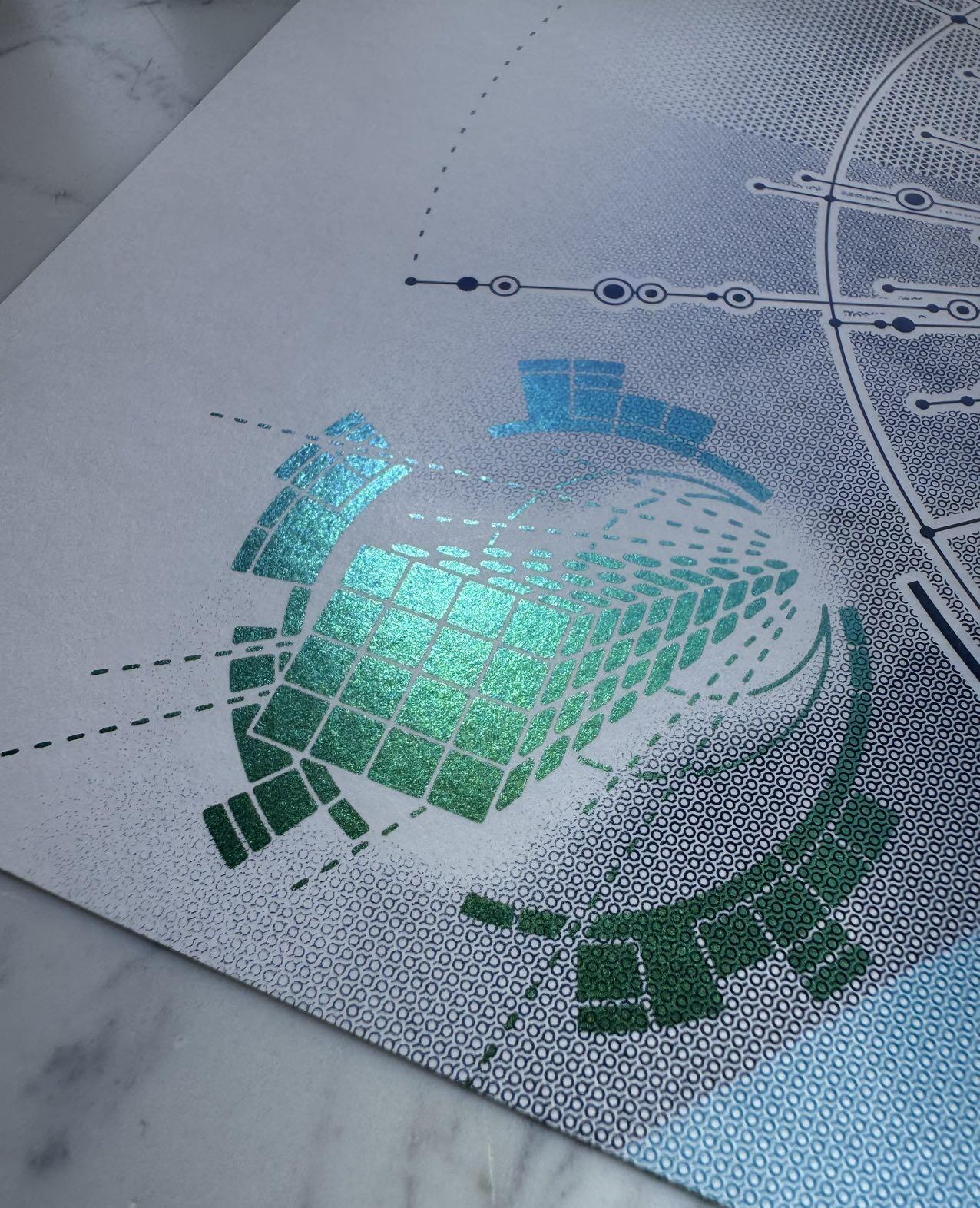 2025第27场（总第227期）：精品连体纪念券专场 瑞士SICPA 2025年“信息数据保障社会安全”超大尺寸单面深凹雕刻版新年贺卡册装UNC