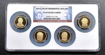 凡希社世界钱币微拍月度大拍（2025/12） - 2009S美国总统纪念Dollar四枚套NGC-PF69UC