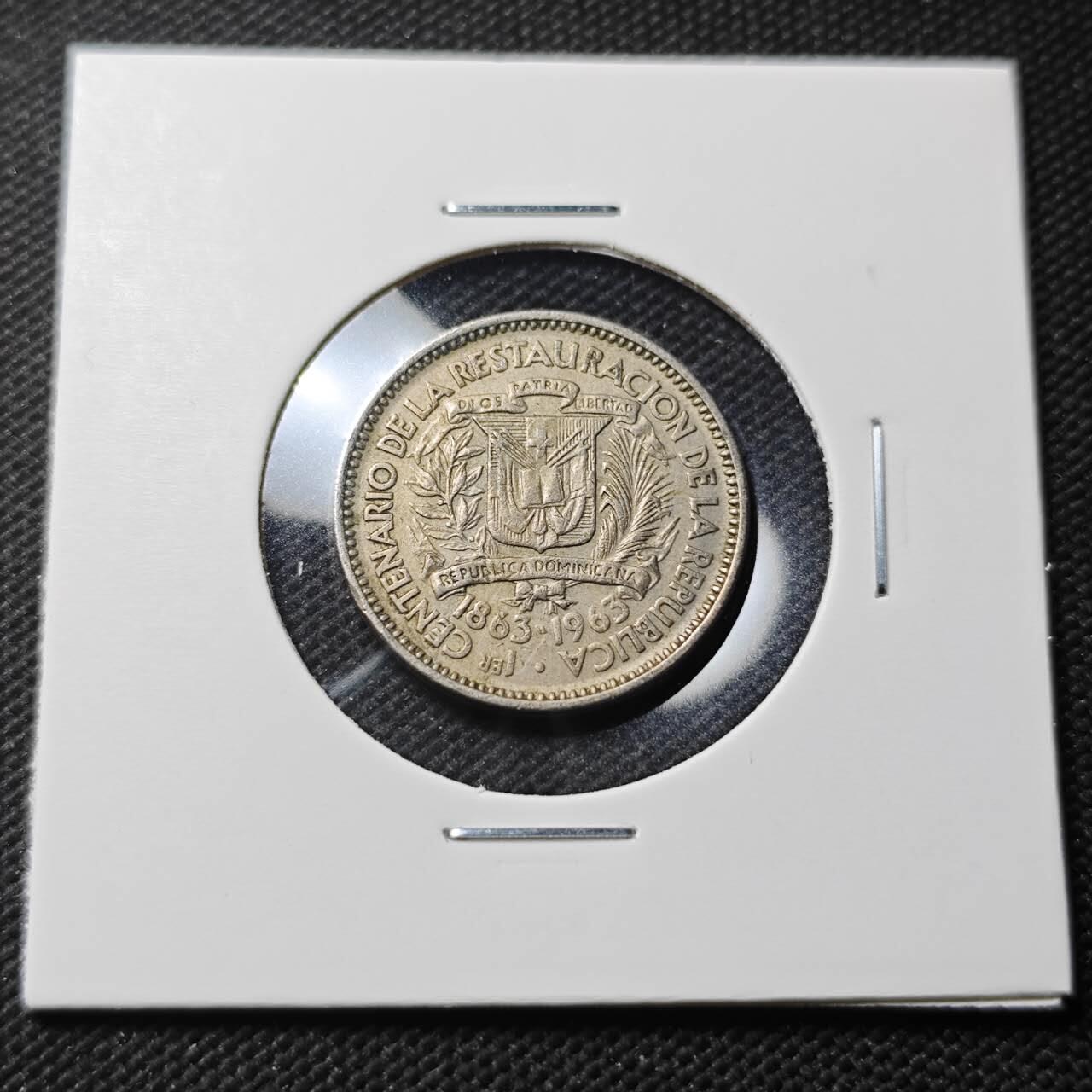 KK钱币收藏小铺 第379期  2月预留时间 周末发货  1963多米尼加5分纪念币