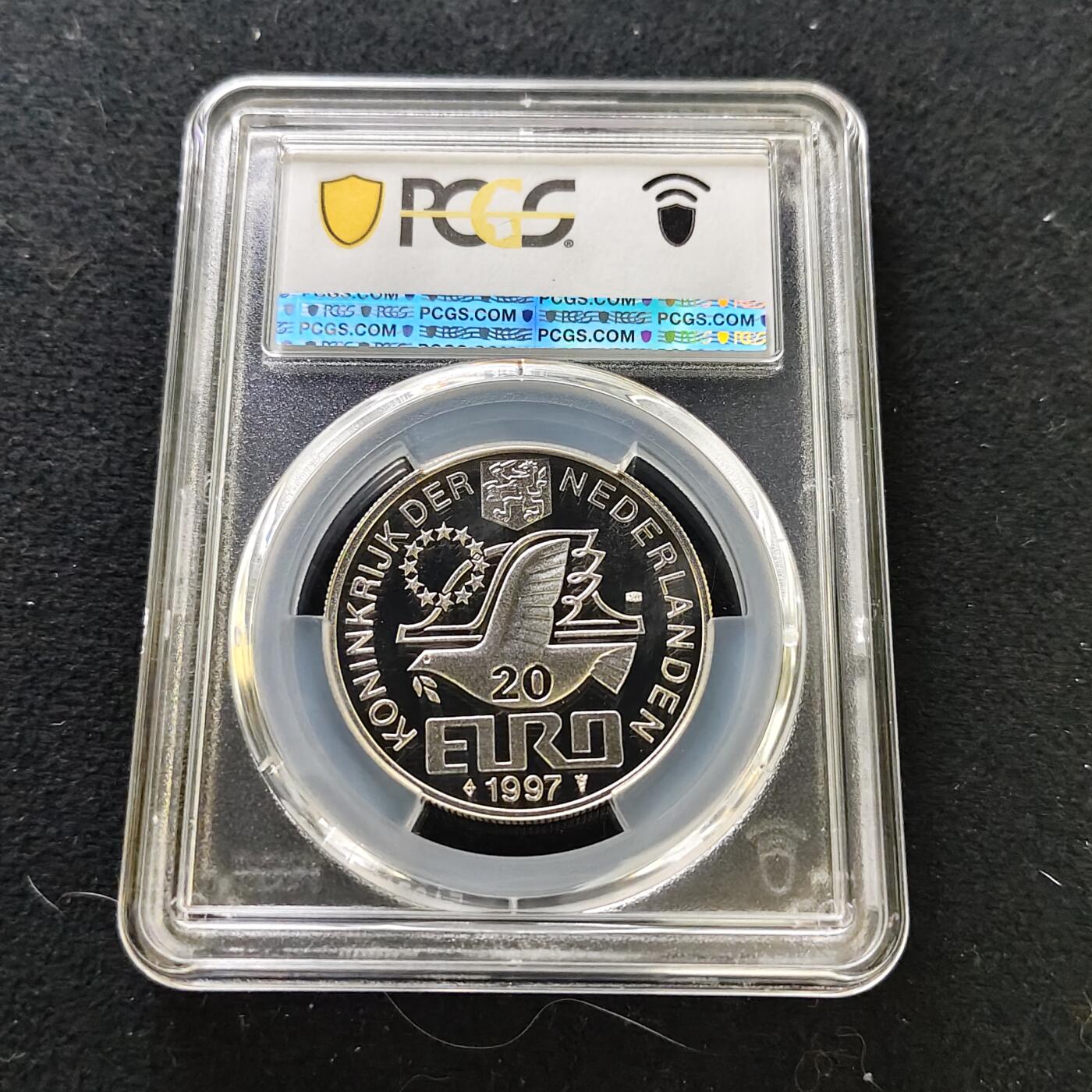 【全场包邮】纯粹捡漏拍487场（免费代拍第24场） 【收藏级·冠军分】荷兰1997年20欧诗人剧作家历史学家P.C.霍夫特逝世350周年精制纪念银币-PCGS PL69