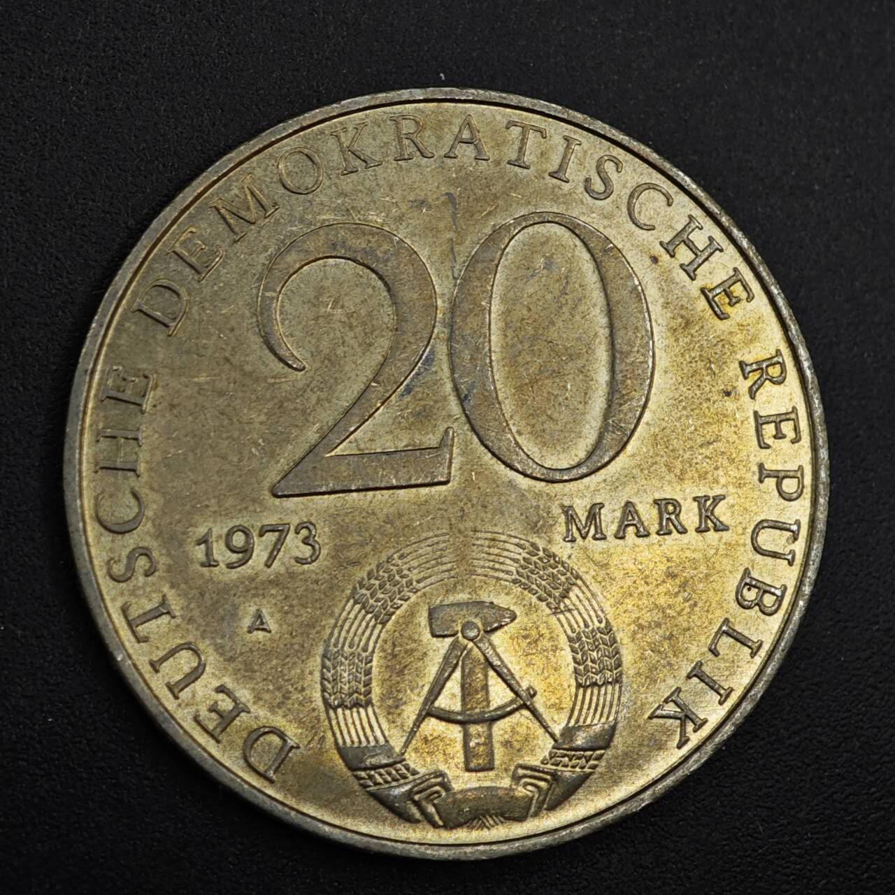 【淘币小摊】实时拍第八百二十六拍   散币场   满百包邮可预留二周 每周一统一发货   东德1973年20马克纪念币