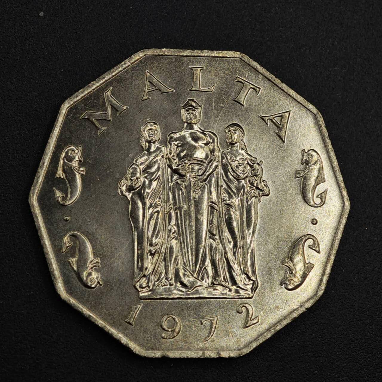 【淘币小摊】实时拍第八百二十六拍   散币场   满百包邮可预留二周 每周一统一发货   马耳他1972年50分镍币