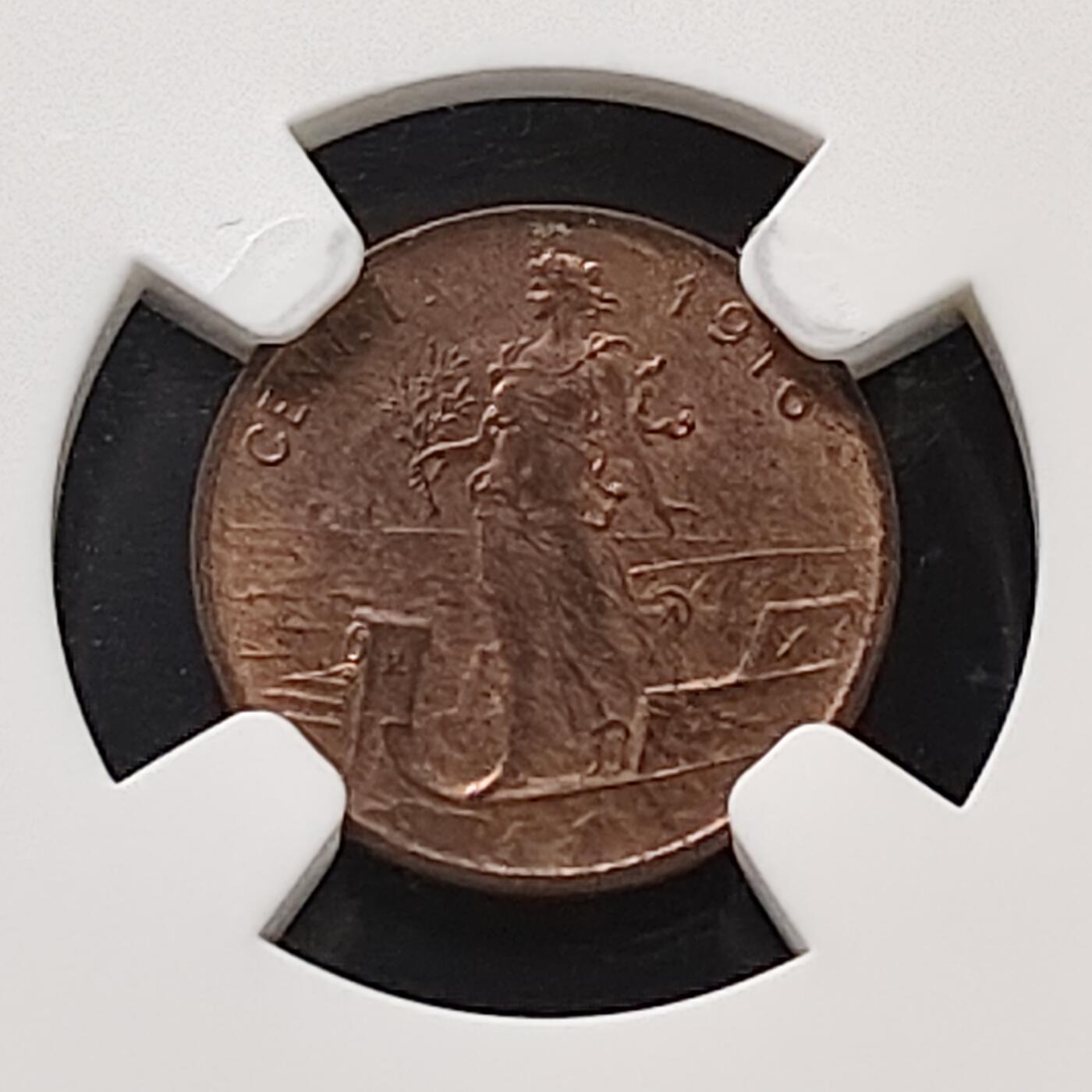 【全场包邮】纯粹捡漏拍487场（免费代拍第24场） 意大利1916年1分铜币-NGC MS63 RB