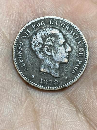 2025年第一百三十六场(总第一百六十二场）外国好品纸夹散币场(免佣金) - 西班牙王国1878年5分(阿方索十二世时期，仅发行3年)
