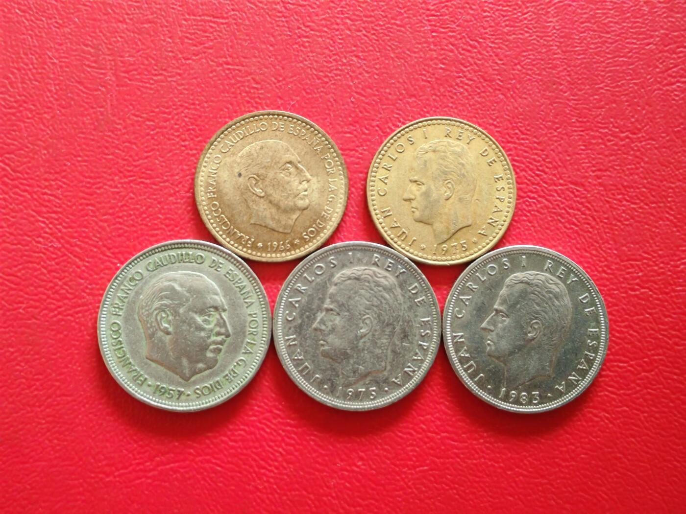 【云涧收藏】第八十三场 西班牙不同版1、5比塞塔5枚