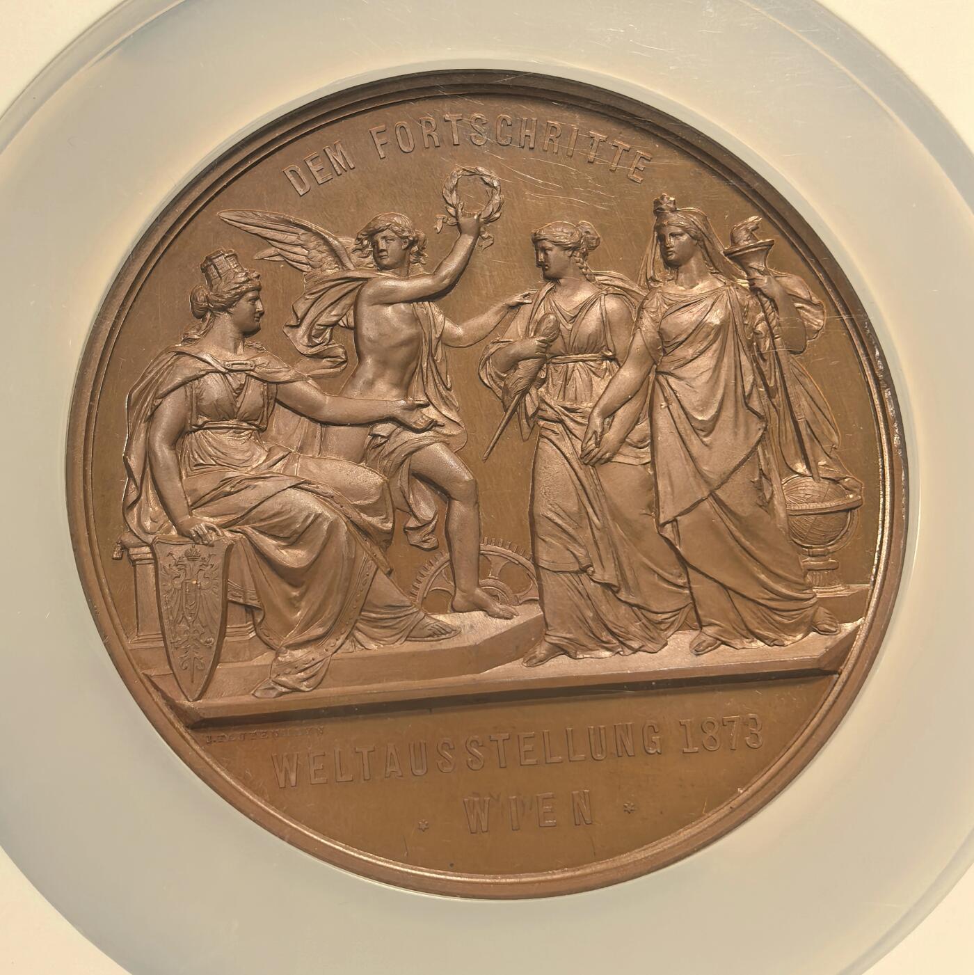 博洋堂世界钱币拍卖第151期（全场包邮） NGC MS66 奥地利1873年维也纳世博会纪念章，Tautenhayn作品，顶级品相，唯一冠军分！