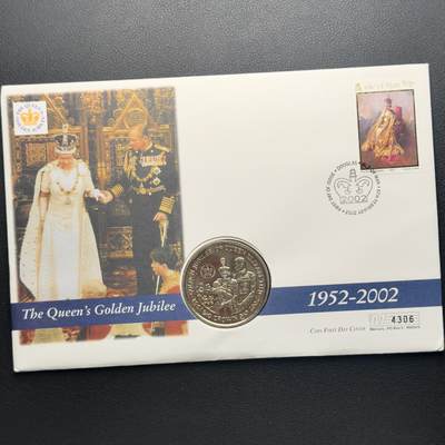 ＜小葵钱铺＞第67期·克朗币·银币场·满200包邮，不寄存·12月15日发货 - 〈邮币封〉直布罗陀2002年女王金禧纪念·皇室夫妇和宝宝1克朗纪念币