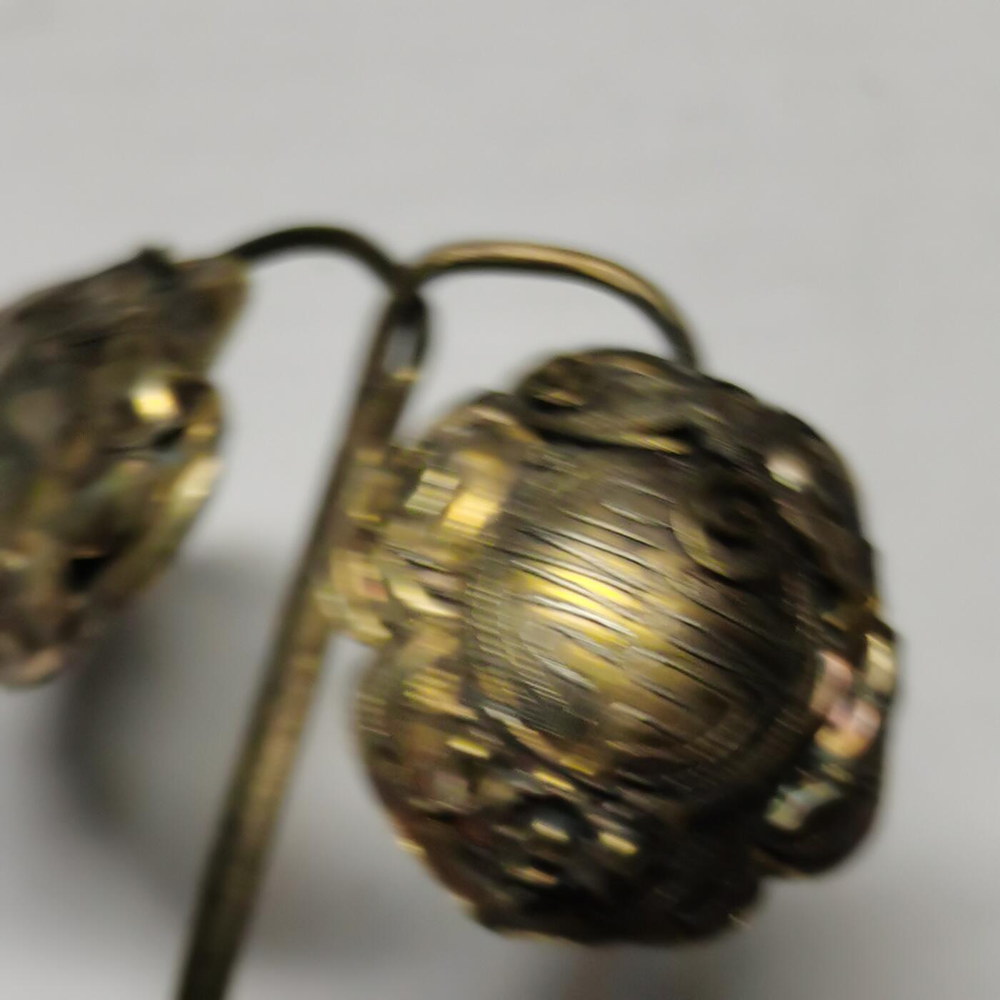 杂件专场88期 清代老银鎏金发簪掐丝花纹