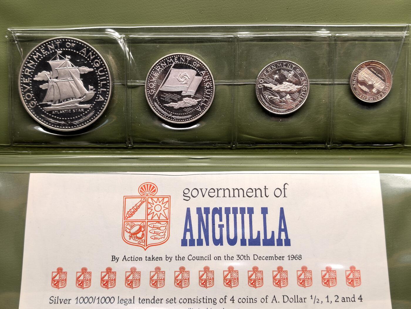 凡希社世界钱币微拍月度大拍（2025/12） 1968安圭拉大钱包精铸PS原厂盒证品相一流