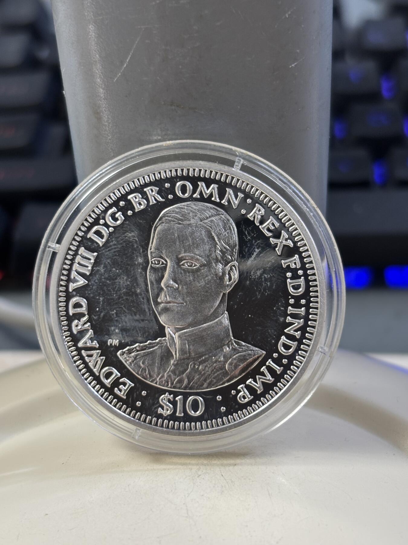 第185期拍卖 英属维尔京2006年爱德华八世精制银币，925银，28.28克，有氧化【银价378】