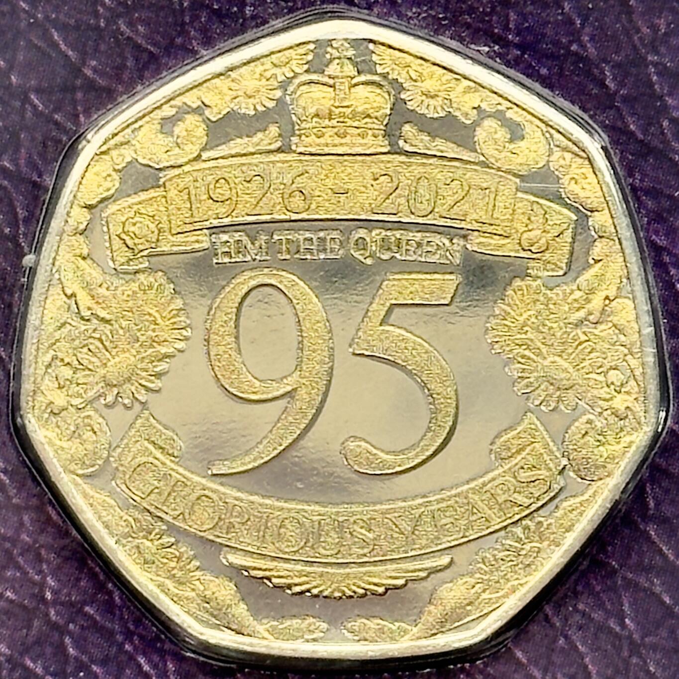 ＜小葵钱铺＞第67期·克朗币·银币场·满200包邮，不寄存·12月15日发货 〈发行量2500〉直布罗陀2021年女王95岁生日卡装50便士金墨纪念币