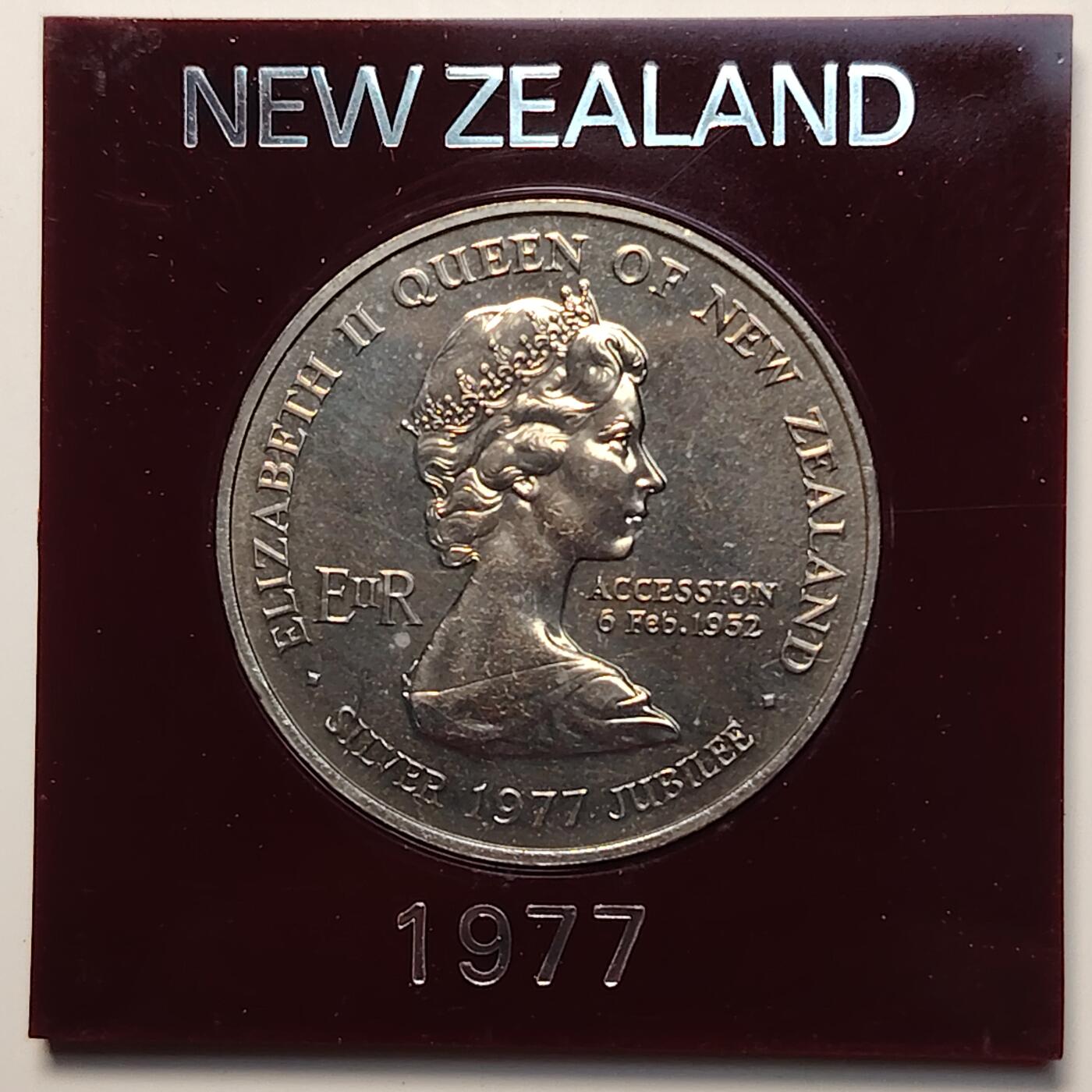 布加迪🐬～世界钱币(上海)🌾第 264 期 /  各国套币和散币 新西兰🇳🇿 1977年 1元 怀堂伊协议百年纪念币