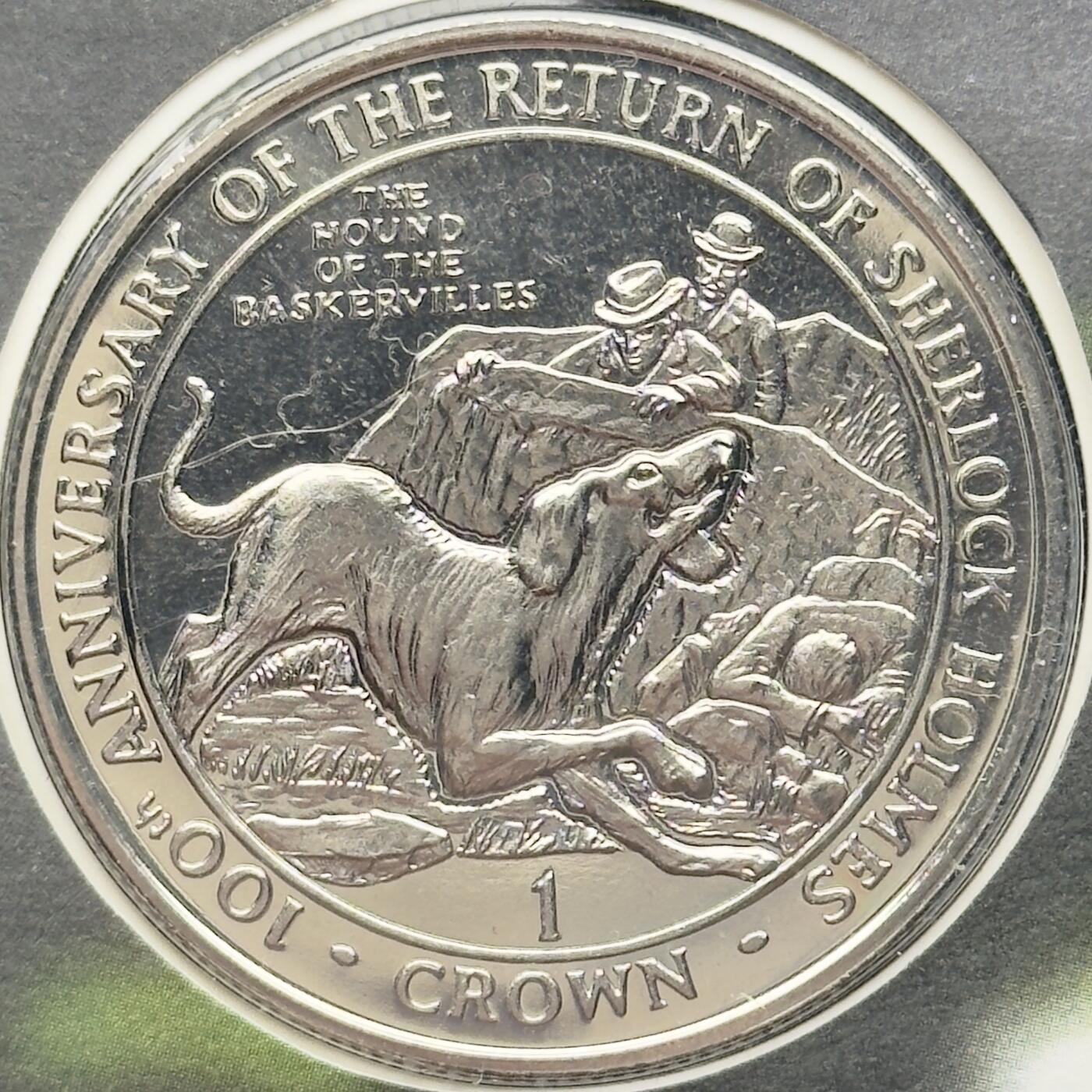 ＜小葵钱铺＞第67期·克朗币·银币场·满200包邮，不寄存·12月15日发货 〈邮币封〉直布罗陀1994年夏洛克•福尔摩斯归来100周年•巴斯克维尔的猎犬1克朗纪念币